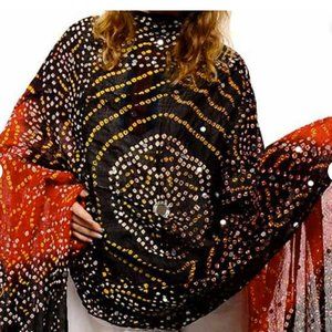 Red and Black Bandhani Dupatta